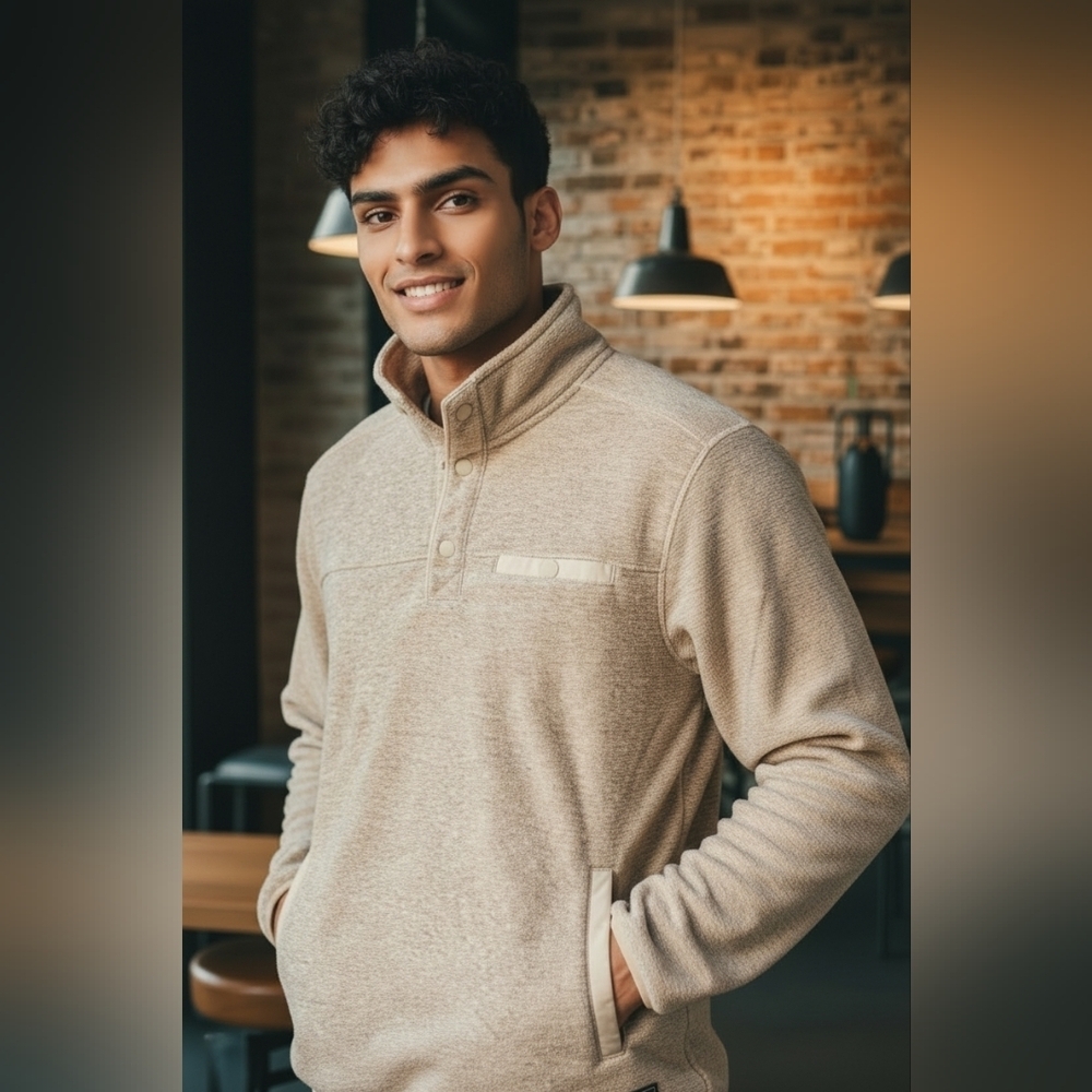 NEW Eddie Bauer Beige Fleece Pullover